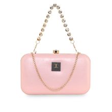 ESBEDA Pink Color Partywear Boxy Clutch For Women (S)