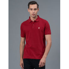 Red Tape Red Solid Cotton Mens Polo T-Shirt