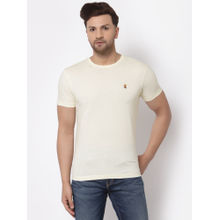 Red Tape Mens Ivory Solid Half Sleeve Cotton Round Neck T-Shirt