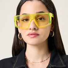 MIXT by Nykaa Fashion Yellow See Through Oversized Square Sunglasses
