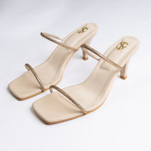 Shoe that fits you Beige Solid Diamantine Heels