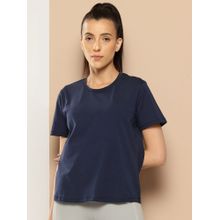 Alcis Navy Blue Cotton Lycra T-Shirt