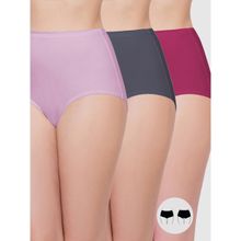 Wacoal Full Brief Panty Pack Of 3 Lavender,Pink,Grey -High Waist High Coverage Solid Panty