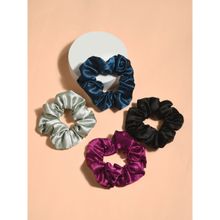 Toniq Satin Multicolor Scrunchies for Women (Set of 4)