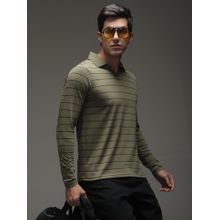 DILLINGER Mens Regular Long Sleeve Polo Striped T-shirt - Green