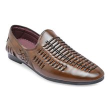 REGAL Men Brown Textured Ethnic Slip-Ons