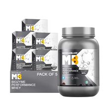 MuscleBlaze Biozyme Performance Whey Protein - Rich Chocolate + 5 Trial Packs