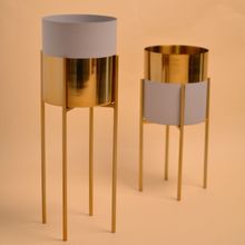 Cinch Home Adore Small Metal Planters: Gold & Grey