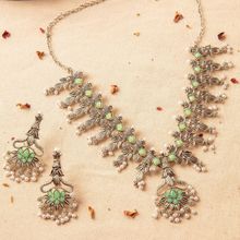Azai by Nykaa Fashion Silver & Mint Green Jewellery (Set of 2)