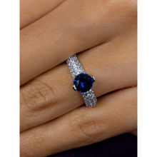 Ornate Jewels 925 Sterling Silver Blue Sapphire American Diamond Solitaire Ring For Women