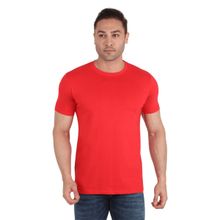On Loop Red Solid Mens Round Neck T-shirt