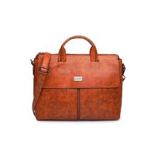 KLEIO Unisex Vegan Leather Marble Textured Formal Laptop Handbag For Work with detachable strap