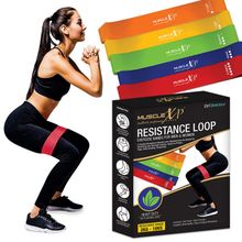 MuscleXP Drfitness+ Resistance Loop Band Set Of 5, Exercies Bands For Men & Women, Toning Workout