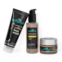 MCaffeine Daily Skin Tonic Kit Face Wash, Niacinamide Toner-Serum & Oil-Free Moisturizer -Set of 3