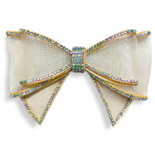 Majestique Glitter Crystal Finish Hair Bow Clips - Golden