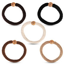 Majestique Thick Woven Hair Elastics With Glitter Beads - Multicolor