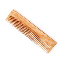 Bronson Professional Kacchi Neem Ayurvedic Wooden Comb - Dual Tooth for Detangling & Frizz Control