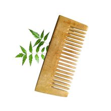 Bronson Professional Kacchi Neem Handmade Wooden Comb - Wide Tooth for Post Shampoo Detangling