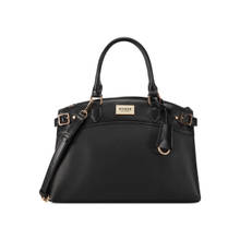 Guess Women Black Solid Hayworth Satchel Bag with Detachable Strap