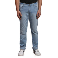 Parx Slim Tapered Fit Solid Medium Blue Jeans