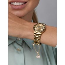 MINUTIAE Women Gold-Plated White Brass Crystals Link Bracelet