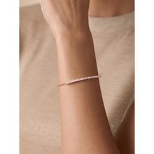 MINUTIAE Women Rose Gold Plated White Brass Crystals Bar Link Bracelet