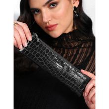 Sassora Black Genuine Leather Pencase Pouch