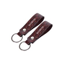 Sassora Brown Premium Leather Keychain Key Ring Holders (Pack Of 2)
