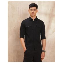 U.S. Polo Assn. Denim Co. Mens Solid Pure Cotton Black Casual Shirt