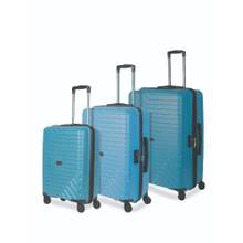CARRIALL Groove Set of 3 Polypropylene Blue Trolley Bags (55Cm, 65Cm, 75Cm) with 8 Wheels (L-M-S)