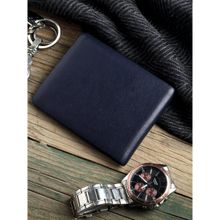 THE LEATHER STORY Mens Soft Bi Fold Wallet - Navy