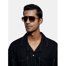 Opium Eyewear Mens Brown Polycarbonate Lenses Black Frame Square Sunglasses