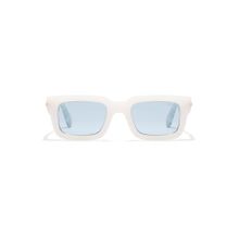 Opium Eyewear Unisex Blue Polycarbonate Lenses White Frame Square Sunglasses