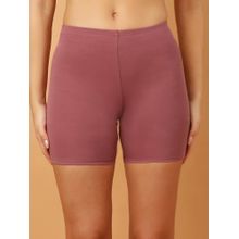 SOIE Mauve Mid Rise Breathable Cotton Spandex Knee Length Cycling Shorts