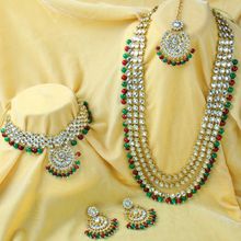 Peora 18k Gold Plated Kundan Bead Necklace Bridal Jewellery Set - Pf25br106mg
