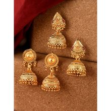 Silvermerc Designs Gold Plated Meenakari Ethnic Temple New Design Jhumka Earrings (Set of 2)