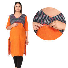 Morph Maternity Feeding Kurta With Horizontal Nursing - Orange