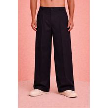 Vastramay Men Black Cotton Lycra Wide Leg Pant