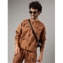 Free Authority Looney Tunes Printed Brown Sweatshirt for Men