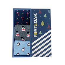 Mint & Oak Christmas Cheer Crew Length Pack of 3 Socks for Men - Multi-Color (Free Size)