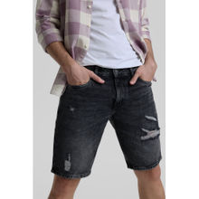 Snitch Charcoal Regular Fit Denim Shorts