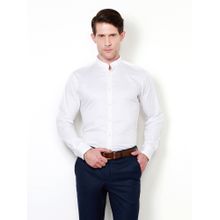 V Dot White Solid Shirt