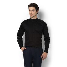 V Dot Black Solid Shirt