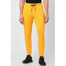 Van Heusen Men Yellow Solid Casual Jogger Pants