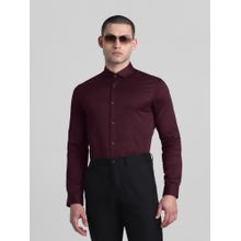Jack & Jones Men Solid Slim Fit Maroon Formal Shirt
