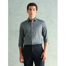 Arrow Newyork Men's Slim Fit Smart Satin Shirt-Grey