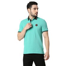 Being Human Men Solid Turquoise Polo T-Shirt
