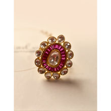 Peach Tassels Kundan Pink Stone Finger Ring