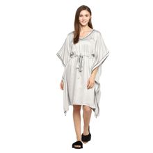 Shopbloom Ultra Soft Light Modal Satin Women's Kaftan Dress - Grey