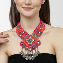Moedbuille Mirrors & Beads Contemporary Design Oxidised Gold Plated Tasselled Necklace